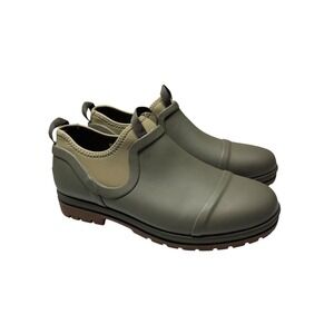 L.L.Bean Wellie Shoes Women 10 Olive Green Waterproof Slip On 515795 Utility